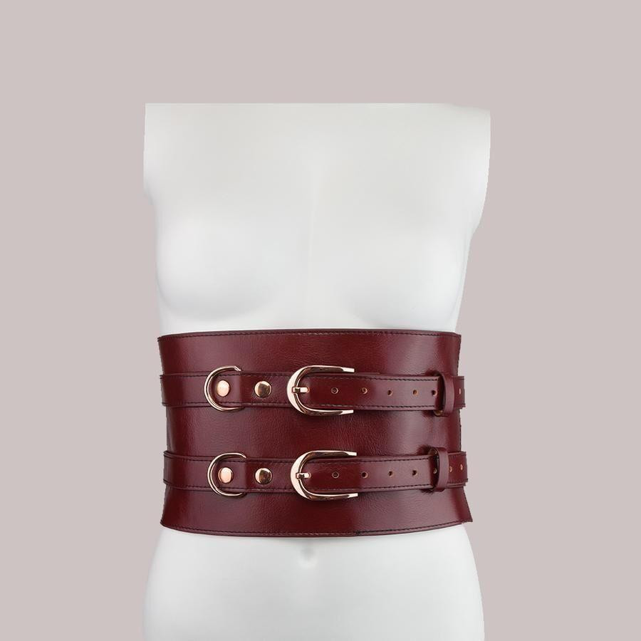 Шкіряний пояс для бондажу Liebe Seele Wine Red Waist Cuff, M Size Sex Aura Київ - фото 7