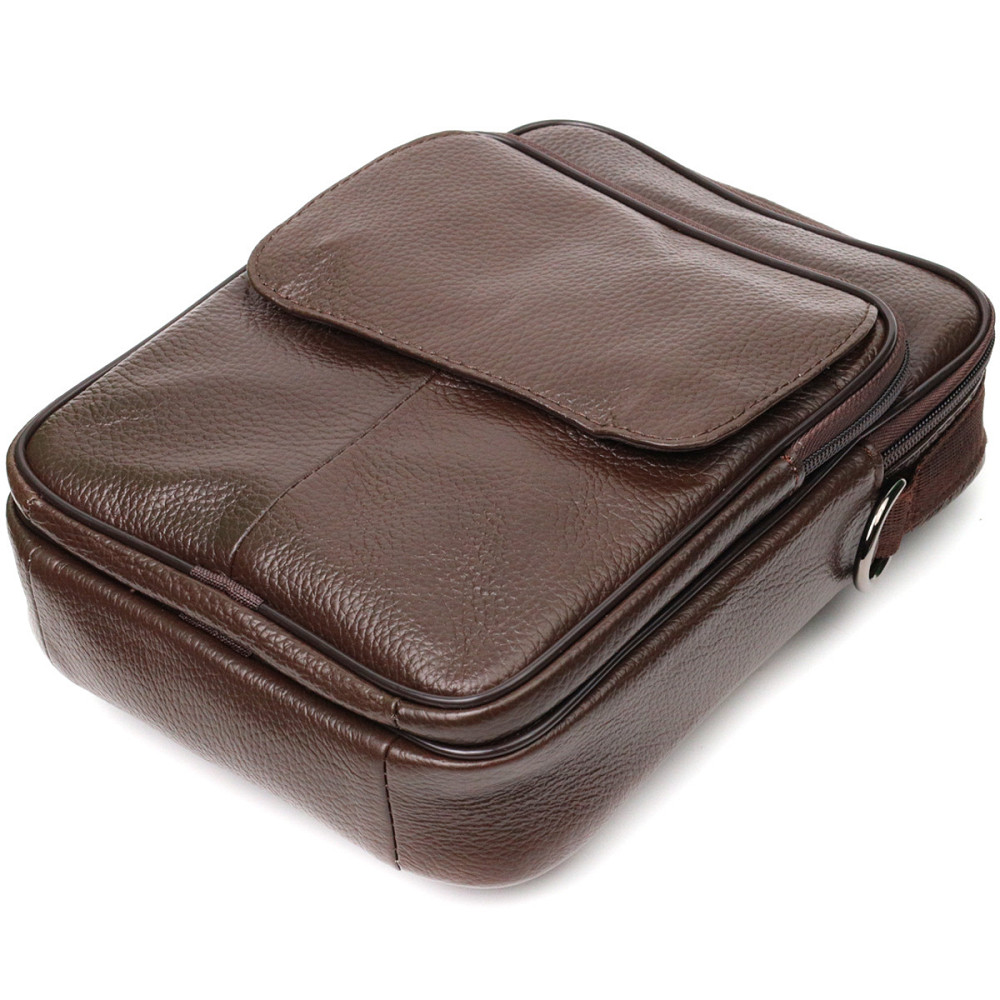 Стильний чоловічий месенджер з натуральної шкіри Коричневий (Vintage) Київ - фото 7