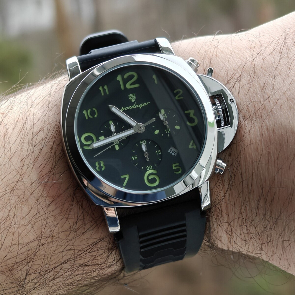 Годинник чоловічий наручний Poedagar Luminious Rubber Black (2 ремінці) Вінниця - фото 17
