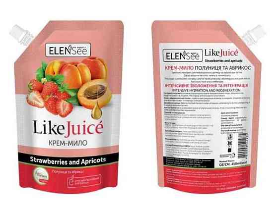 Крем-мило Полуниця та Абрикос 450мл (дой-пак) ТМ ЭЛЕНСИ Київ