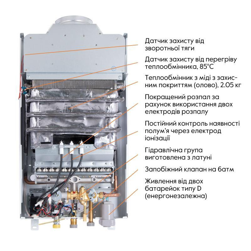 Газовая колонка дымоходная Thermo Alliance JSD20-10CR, 10 л, White Харьков - изображение 8