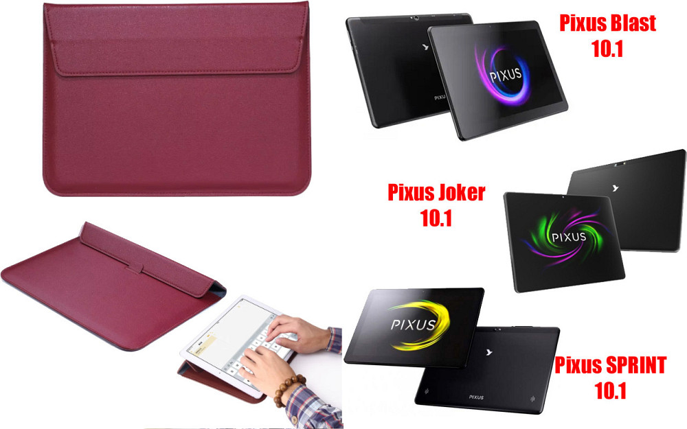 Чохол-конверт VitoCase для Pixus Blast 10.1, Joker 10.1, SPRINT 10.1, з функцією підставки для планшета Бордовий Київ - фото 1