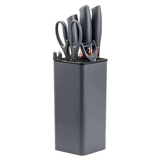 Набір кухонних ножів 5 штук з ножицями та овочечисткою 33/23.5/24.5/19.5 см Чорний HP27476 Київ