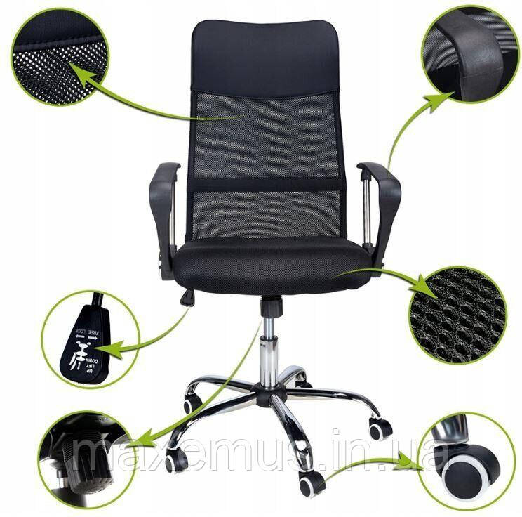 Офисное кресло операторское для персонала Bonro Manager с системой качания кресло для офиса компьютерное черное Мостиска - изображение 2