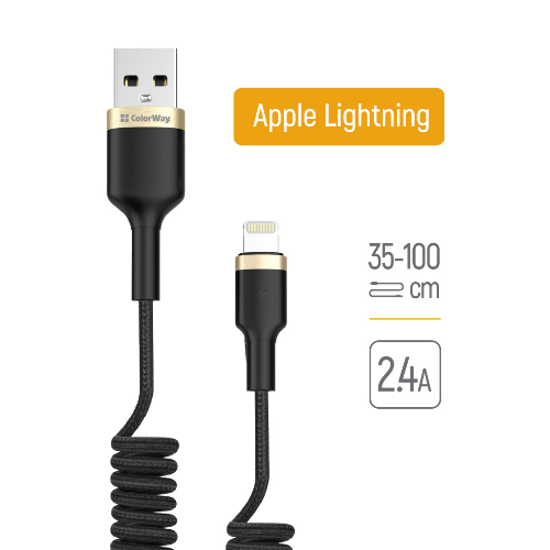 Кабель USB Lightning ColorWay CW-CBUL051-BK 2,4A 0,35-1,5м чорний Житомир
