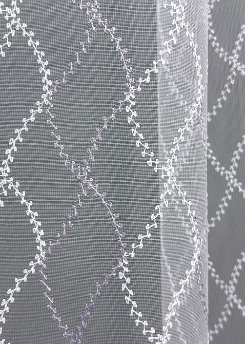 Тюль VR-Textil 1836т Фатин з вишивкою Білий з бузковим 300х270 см (40-192) Київ - фото 6