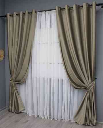 Комплект штор на люверсах VR-Textil Оксамит № 1656ш Капучино 150х280 см 2 шт (37-0232) Киев