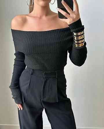 Жіночий романтичний топ зі спущеними плечима турецький  широкий рубчик мустанг Одеса