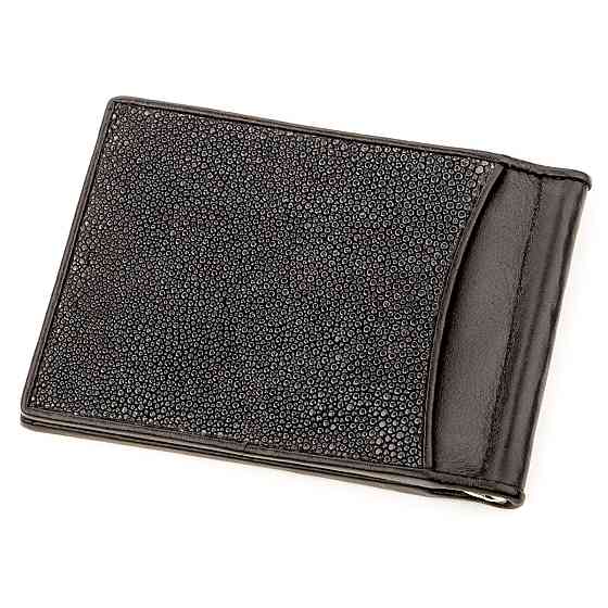 Затискач для грошей STINGRAY LEATHER 18293 з натуральної шкіри морського ската Чорний Київ