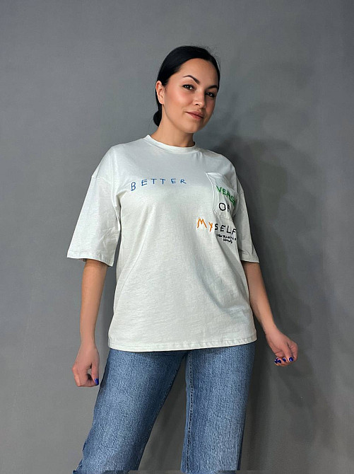 Футболка женская Pepper&mint BX24-19 светло-серая оверсайз с карманом и вышивкой, светло-серый, S Киев - изображение 6