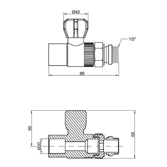 Кран кульовий радіаторний PPR Thermo Alliance 20х1/2" прямий Київ