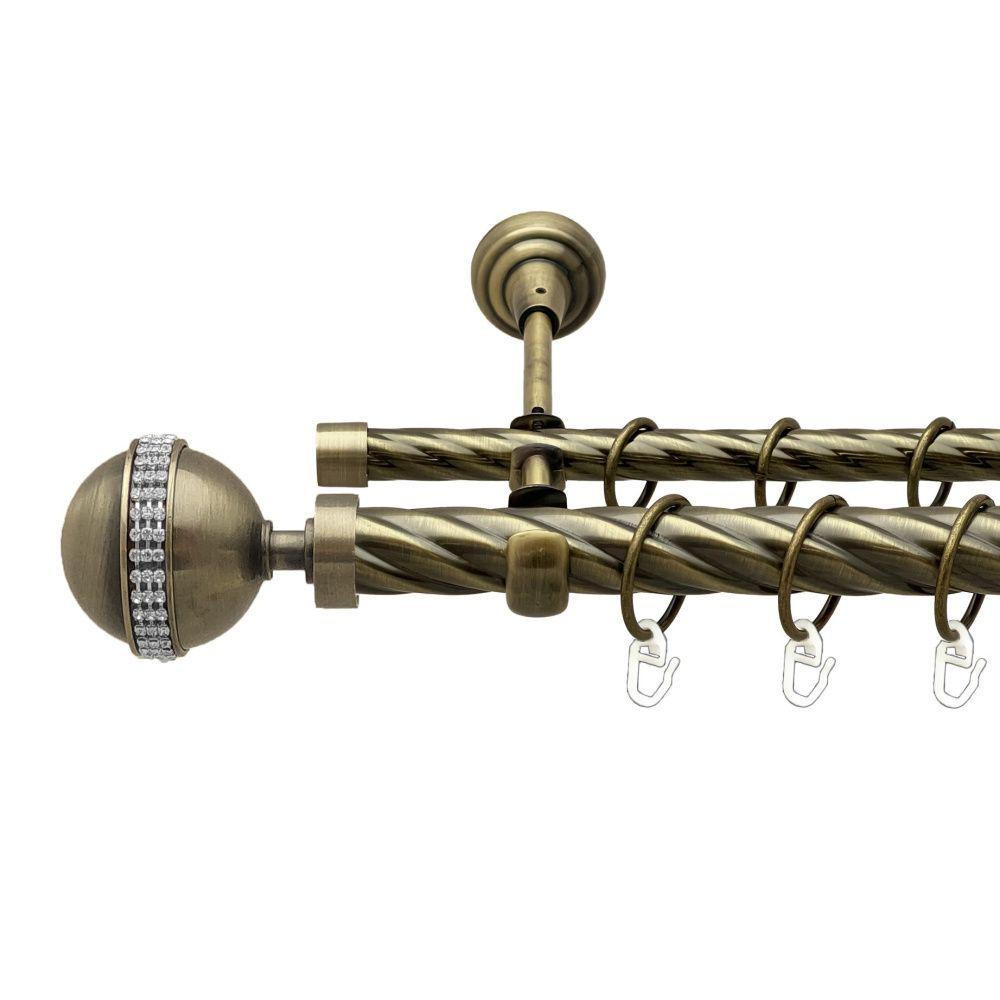 Карниз Orvit Авея металевий дворядний відкритий скручена труба кільце металеве Антик 25\16 мм 160 см Львов - изображение 1