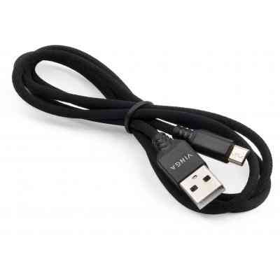 Дата кабель USB 2.0 AM to Micro 5P nylon 1m black Vinga (VCPDCMBN21BK) Винница