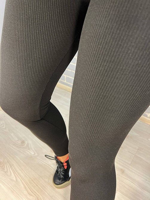 Лосини жіночі Prenses 706 рубчик широкий пояс утеплені фліс чорні, чорний, 2XL Київ - фото 10