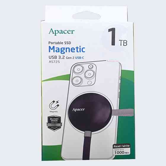 Портативний SSD Apacer Magnetic AS725 1 TB USB 3.2 Gen.2 Type-C MagSafe Black Одеса