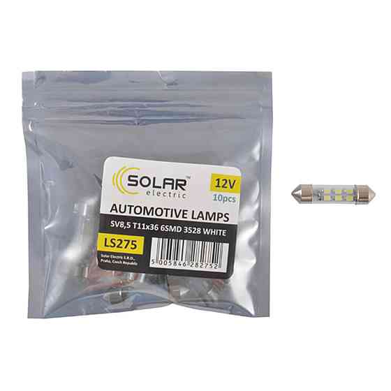 LED автолампа Solar 12V SV8.5 T11x36mm 6smd 3528 white 10шт Київ