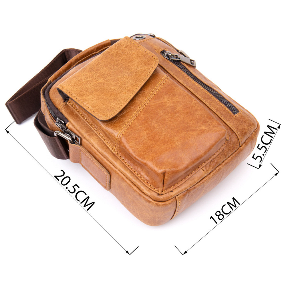 Мессенджер с отверстием для наушников мужской Vintage 20416 Рыжий Киев - изображение 3