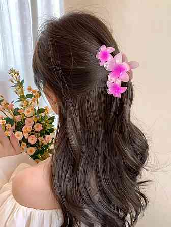 Заколка-крабік квітка 9 см Рожевий Смела