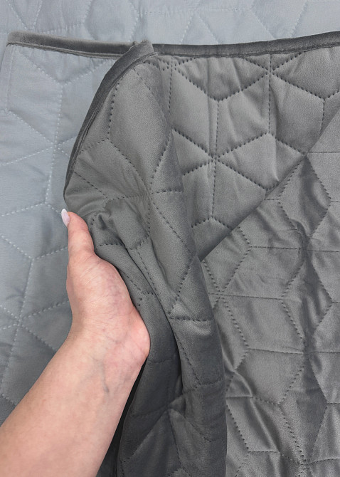 Покривало стьобане Decorator Велюр куб 220х240 см сірий (85-156) Київ - фото 2