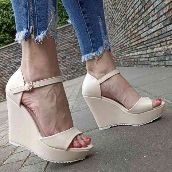 Жіночі Сандалії Босоніжки на Танкетці Платформа Бежеві Літні (розміри: 35,36,37,38,39,40) - 44 Дніпро