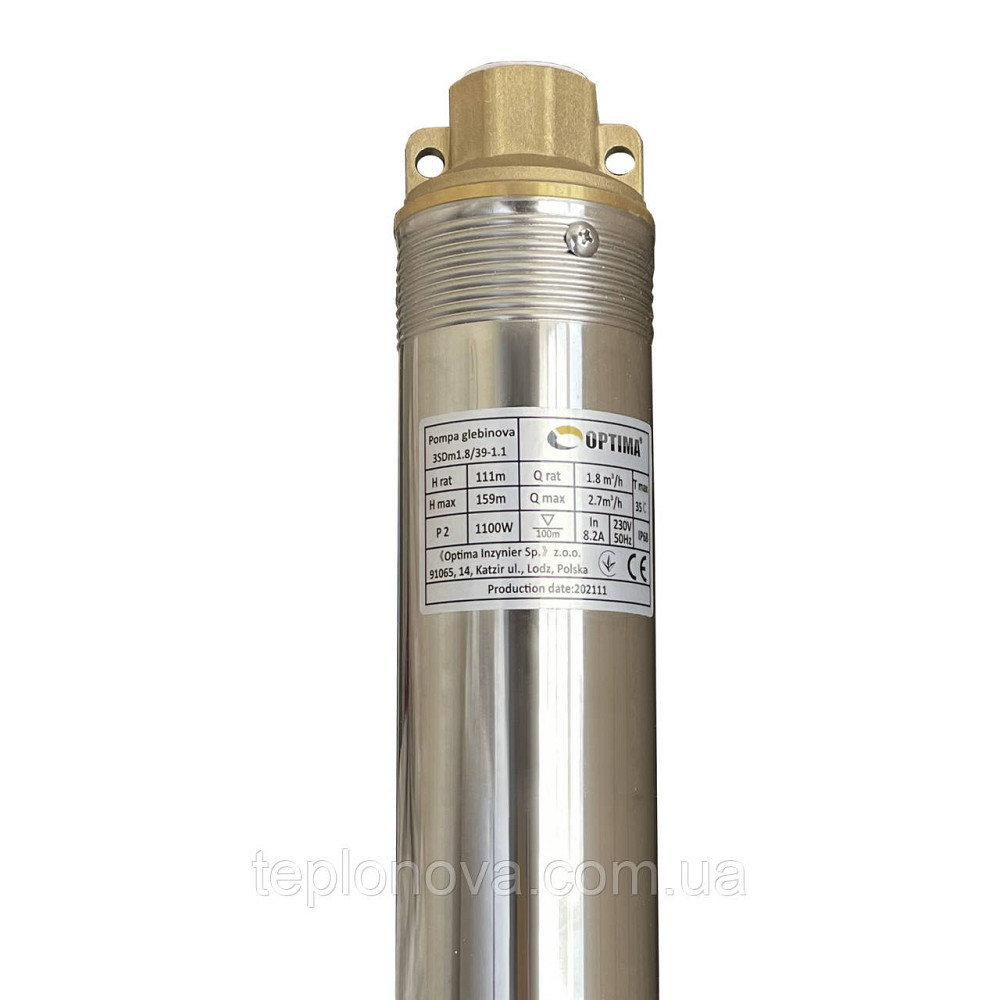 Насос свердловинний з пов, вуст, до піску 3" OPTIMA 3SDm1,8/39 1,1 кВт 159м + пульт + кабель 75 м NEW Чернівці - фото 4