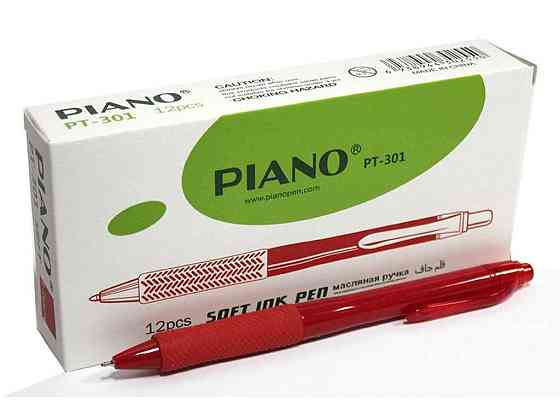 Ручка масляна червоний автомат 0,7мм PT-301 ТМ PIANO Київ