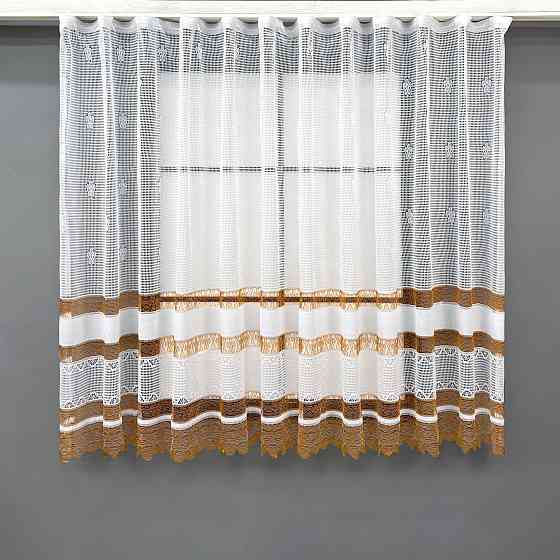 Тюль сітка VR-Textil Juli № 1871т Арка на кухню колір білий з коричневим 200х150 см (53-0154) Київ