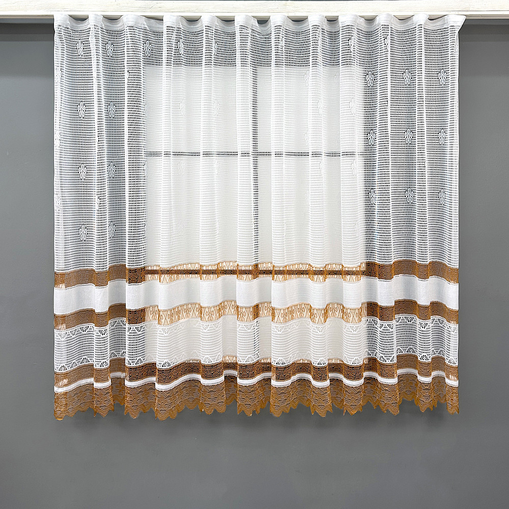 Тюль сітка VR-Textil Juli № 1871т Арка на кухню колір білий з коричневим 200х150 см (53-0154) Київ - фото 2
