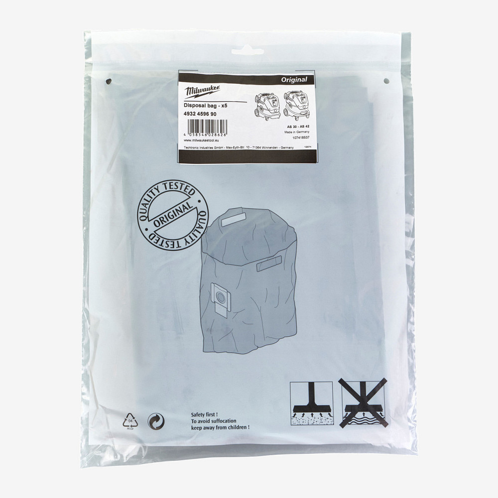 Мешок для отходов для пылесоса AS 30/42 MILWAUKEE, 30л.(ПВХ) Одесса - изображение 2