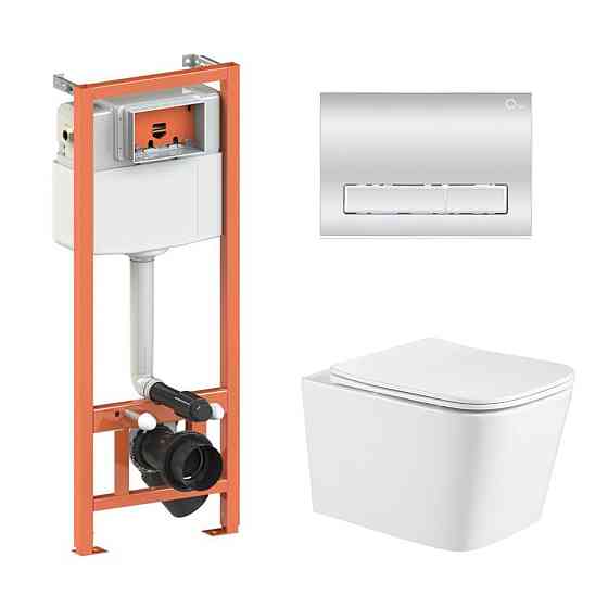 Готове рішення Qtap для ванної кімнати: підвісний унітаз Crow Ultra Quiet 490x360x290 + комплект інсталяції Nest 4 в 1 (лінійна Київ