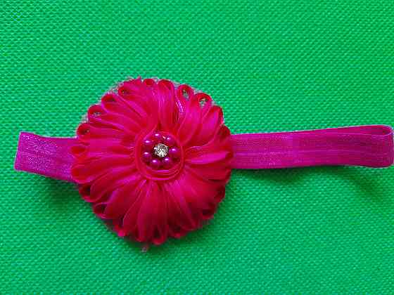 Повязка для девочки малиновая - размер цветка 7см, размер универсальный (на резинке) Киев