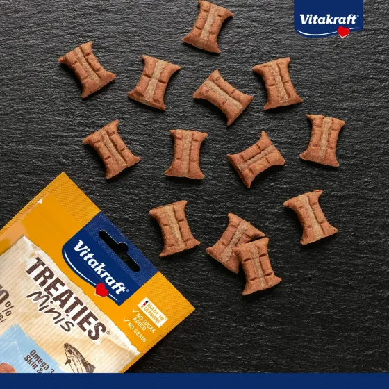Мягкие мини закуски для собак Витакрафт Vitakraft Treaties MINIS лакомство с лососем для собак малых пород, 48 г Винница