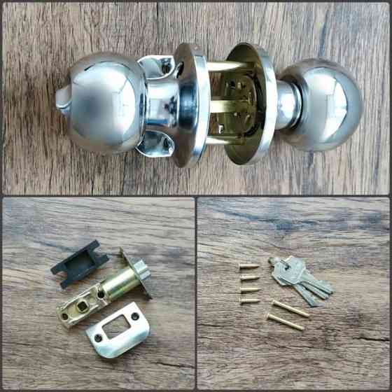 Ручка дверна кругла з засувкою Avers 6072-01 з ключем (сатин) Харків