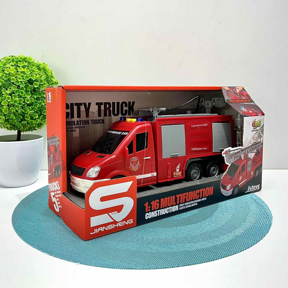 Машинка пожежна 27 см гумові колеса рухомі деталі звук світло Вид 2 Червона (JS139-40) Чернігів - фото 2