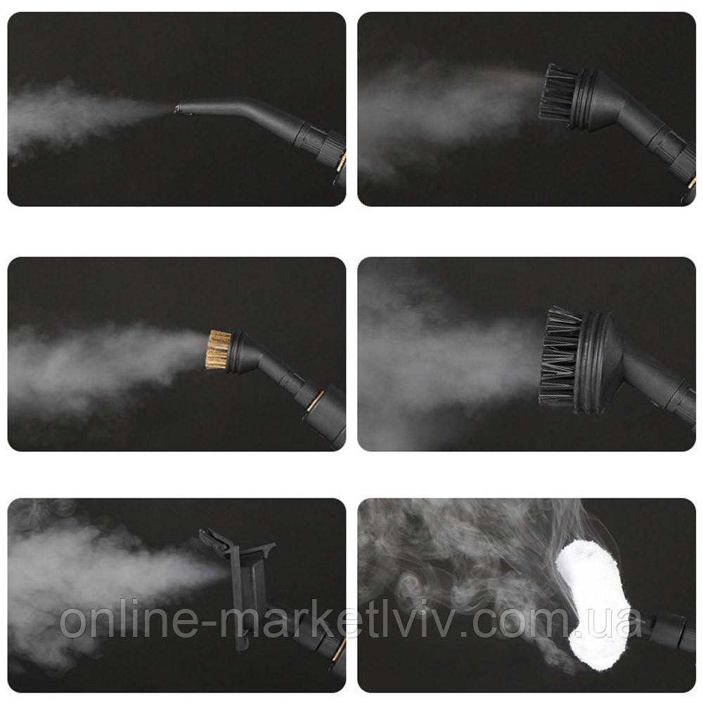 Портативний пароочисник для дому 2500Вт,1200мл,6 режимів + 7 насадок SBR Київ - фото 8