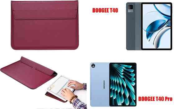 Чохол-конверт VitoCase для Doogee T40, з функцією підставки для планшета Чорний Бордовий Київ