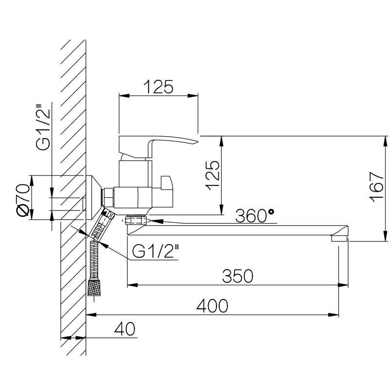 Смеситель для ванны с длинным поворотным изливом, c душевым гарнитуром Qtap Swan Eco QTSWA2601CRM45533 Chrome Харьков - изображение 2