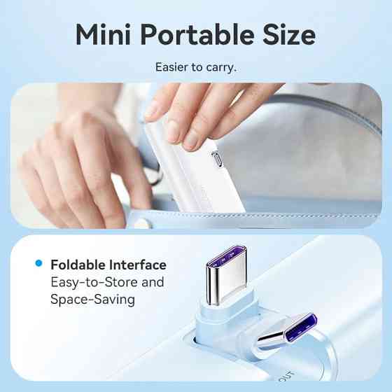 УМБ Vention 4800mAh 22,5W PD, USB-C In/Out, LED display, with built-in USB-C cable Black Вінниця