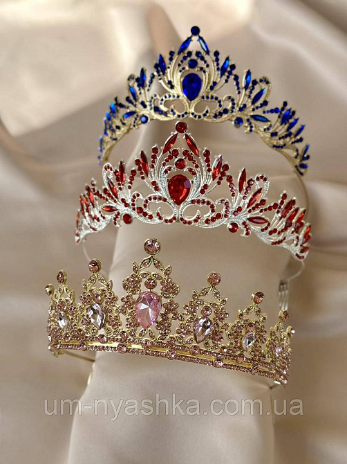 Диадема на обруче Корона синяя с камнями Кривой Рог - изображение 7