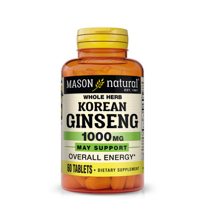 Травы Mason Natural Женьшень Корейский, 1000 мг, Korean Ginseng, 60 таблеток (MAV11415) Винница - изображение 1