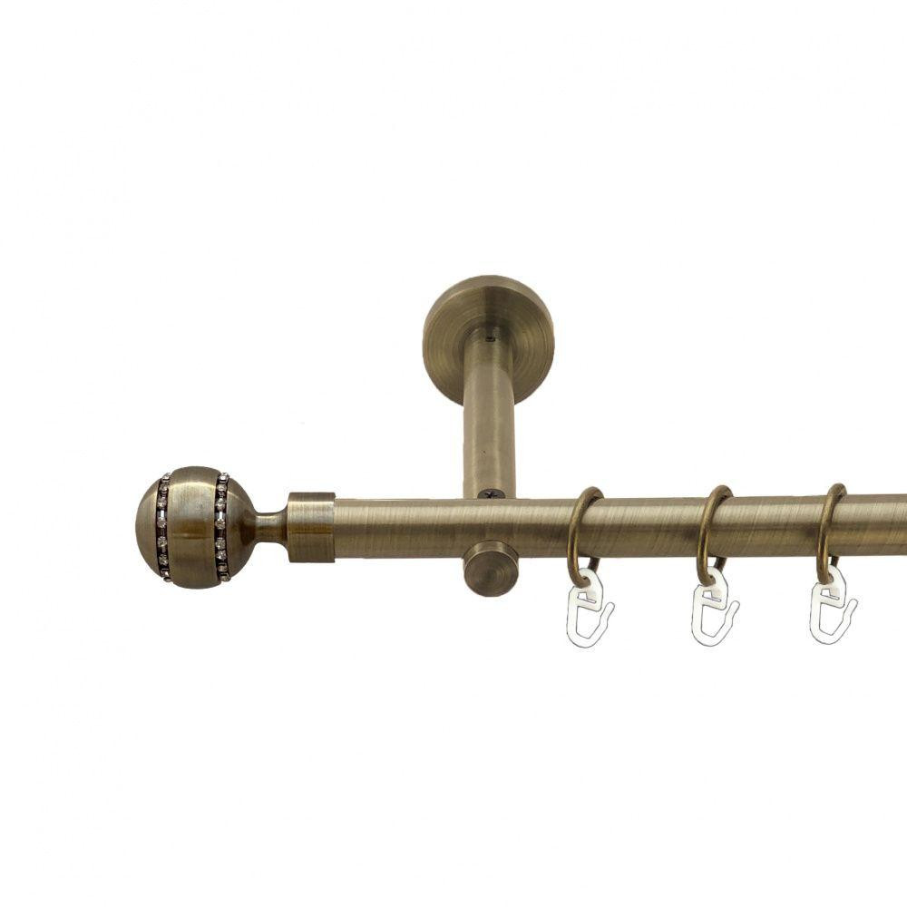 Карниз Orvit Аркадія металевий однорядний циліндр+профіль (16 см) гладка труба кільце металеве Антик 19 мм 240 см (00-00013176) Львів - фото 1