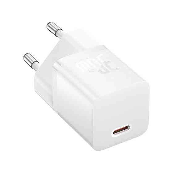 Мережевий зарядний пристрій з кабелем Baseus GaN5 Fast Charger(mini) 1C 30W EU Moon White(With: Fast Charging Одеса