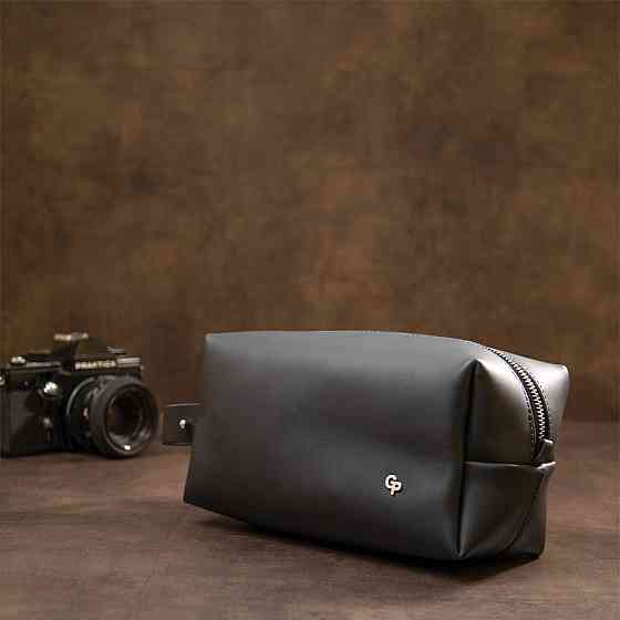 Мужской матовый кожаный несессер GRANDE PELLE 11508 Черный Киев