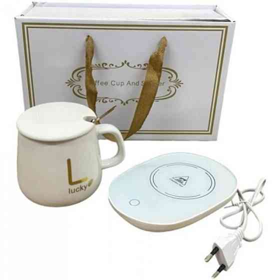 Чашка керамічна на підставці з підігрівом у подарунковій упаковці, в комплекті ложка та кабель для заряджання Одеса