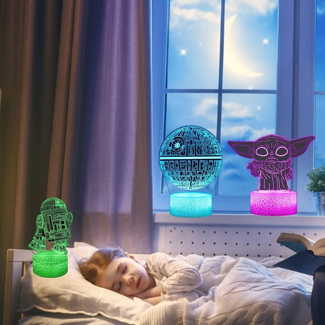3D ночник Star Wars Baby Yoda, 4 фигуры, подарок фанатам Звездные войны Малыш Йода, Мандалорец, Звез Киев - изображение 7