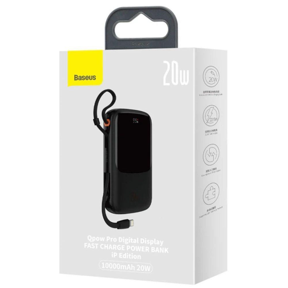 Зовнішній акумулятор Baseus Qpow Pro Digital Display Fast Charge 10000mAh 20W (Type-C cable) Black Київ - фото 3
