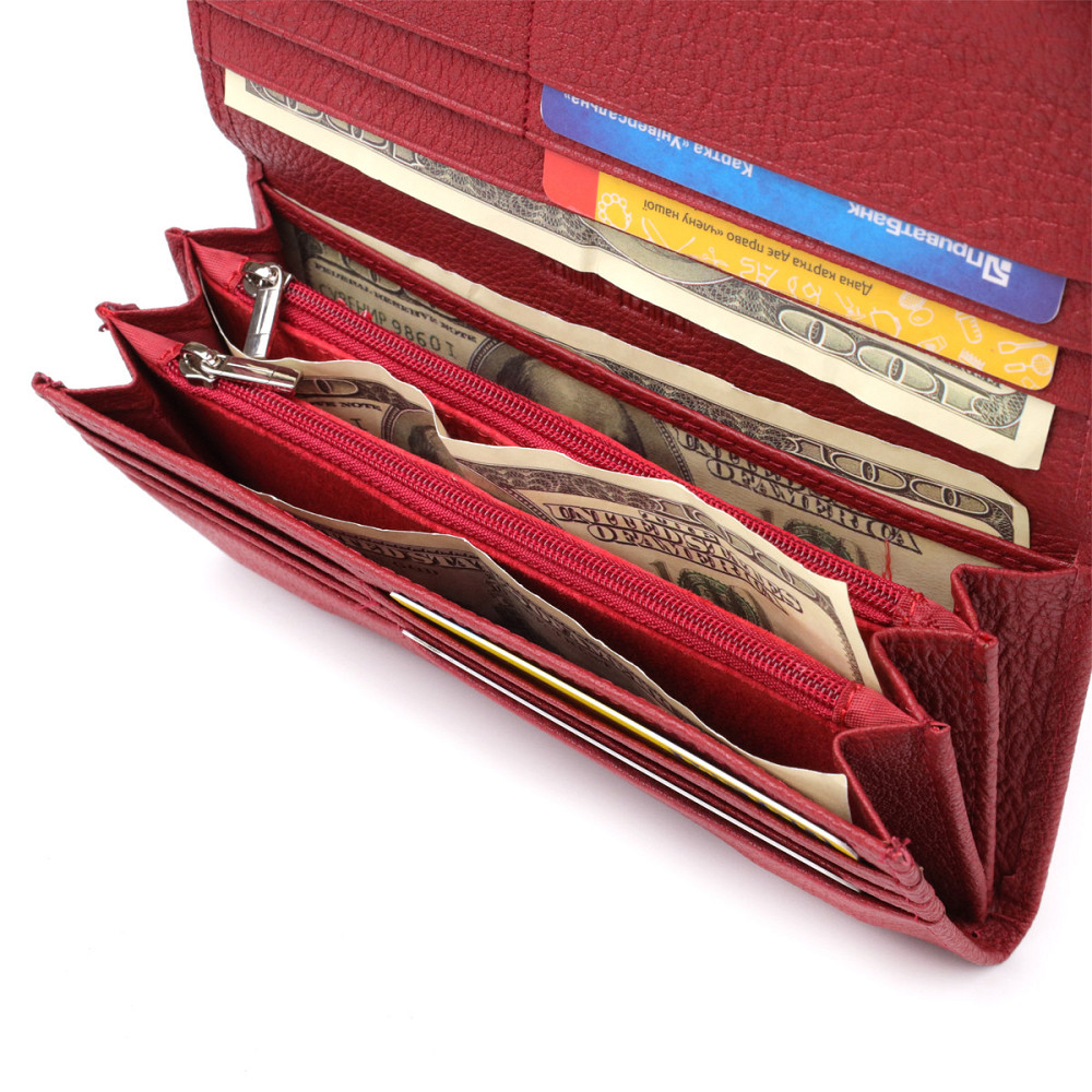 Яркий вертикальный кошелек из натуральной кожи ST Leather 23087 Красный Киев - изображение 4