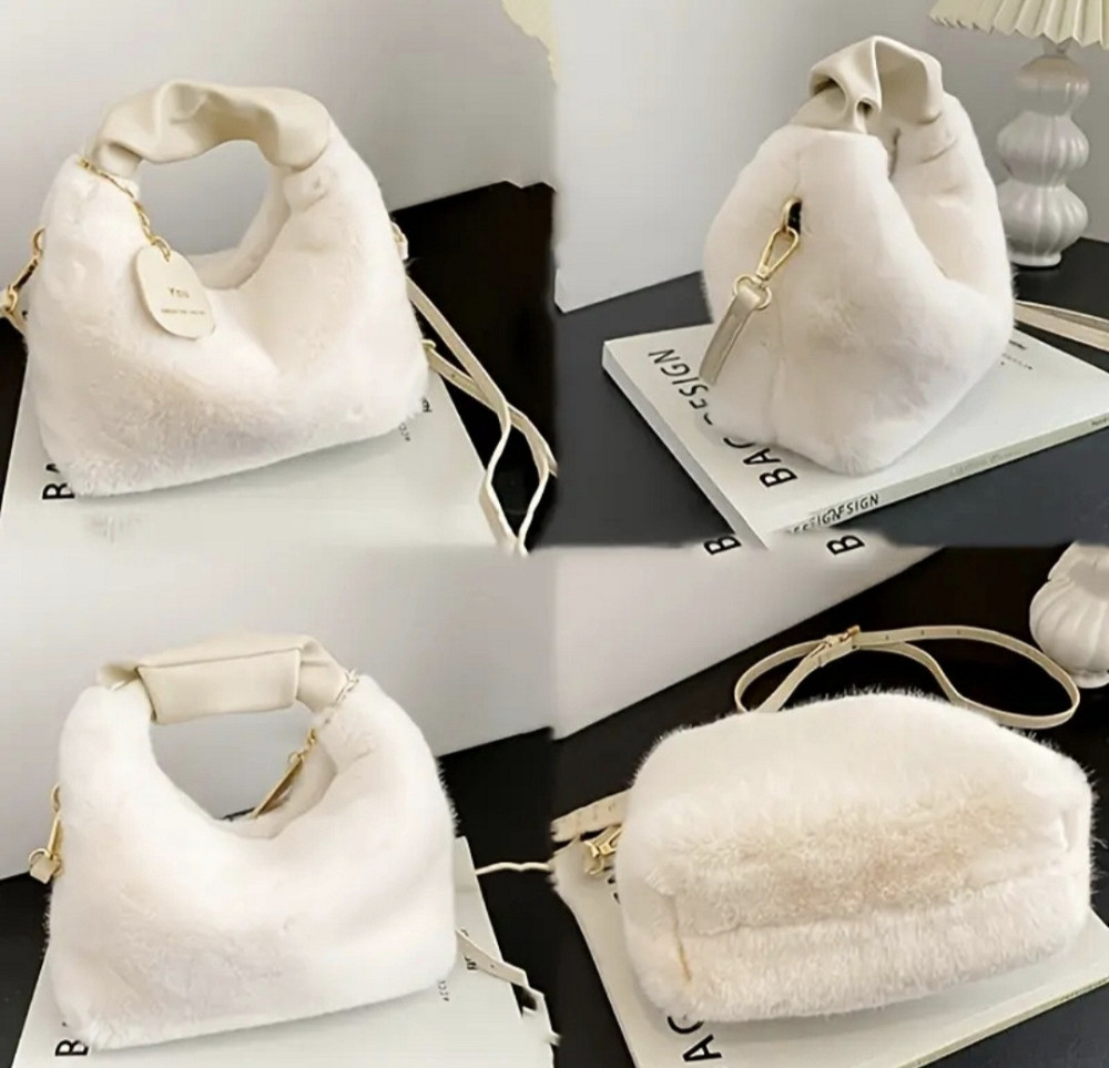 Сумка зі штучного хутра маленька біла Сміла - фото 2