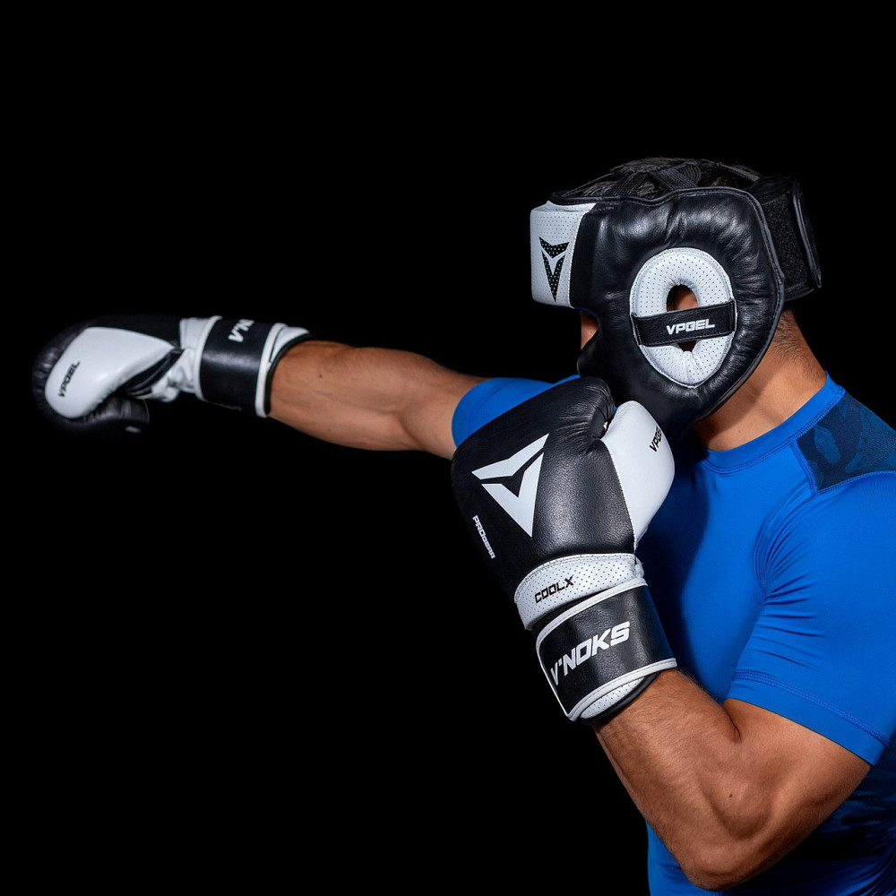 Боксерські рукавички для боксу натуральна шкіра чорні V`Noks Aria White 10 унцій Київ - фото 9