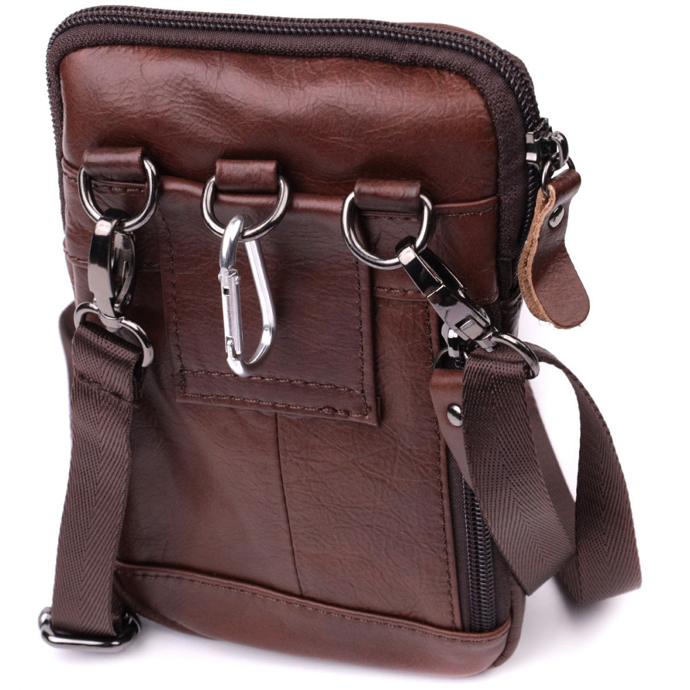 Відмінна чоловіча сумка на пояс із натуральної шкіри Коричневий (Vintage) Київ - фото 6